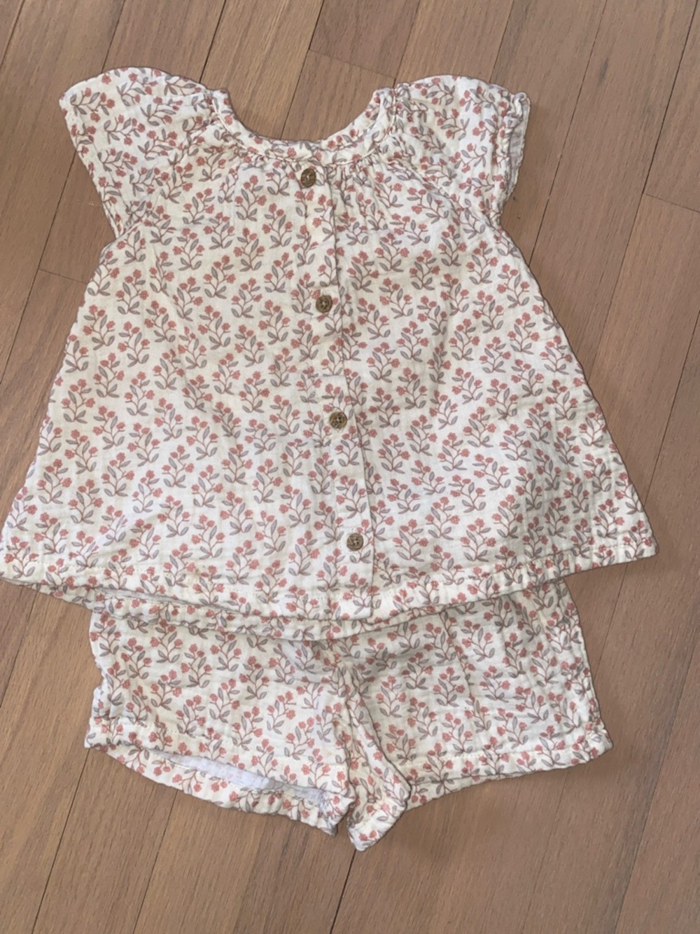 Carter's Organic- Cream and Pink Floral Two-Piece Set